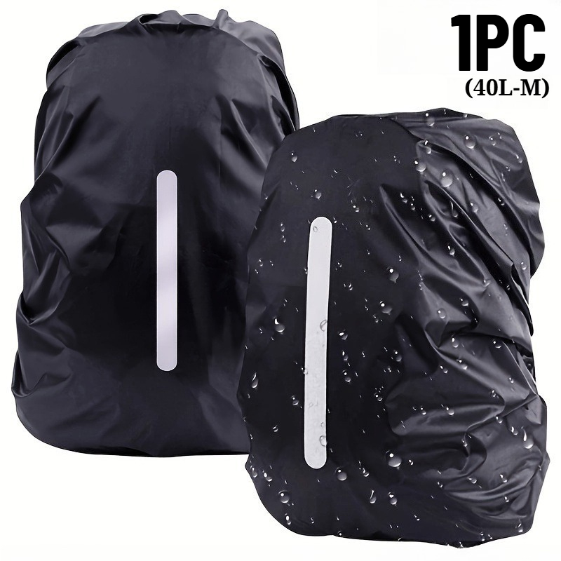 TEMU Black Backpack Rain Cover, 25l/40l For Outdoor Travel, Hiking, And Rock Climbing Bags, Foldable With Reflective Strips, Suitable For Outdoor,