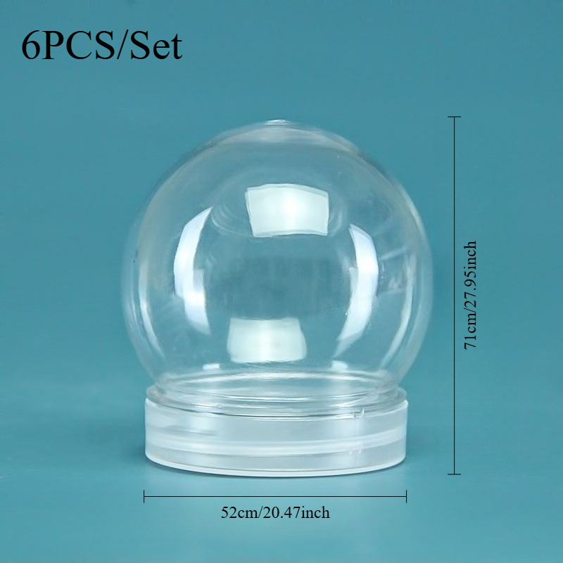 TEMU 6pcs Transparent Spherical Acrylic Storage Covers With Spiral Sealed Bases, Pure And Clear Material, Lightweight And Anti-drop, Interior Filled