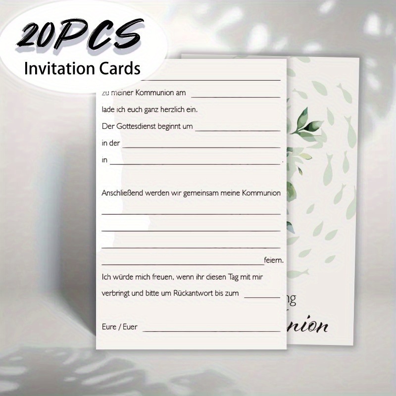 TEMU 20 Stück Einladungskarten, Einladungsschreiben, doppelseitig, , Kreuz, geeignet für Geburtstage, Hochzeiten, Taufen, Bestätigung der Glaubens,