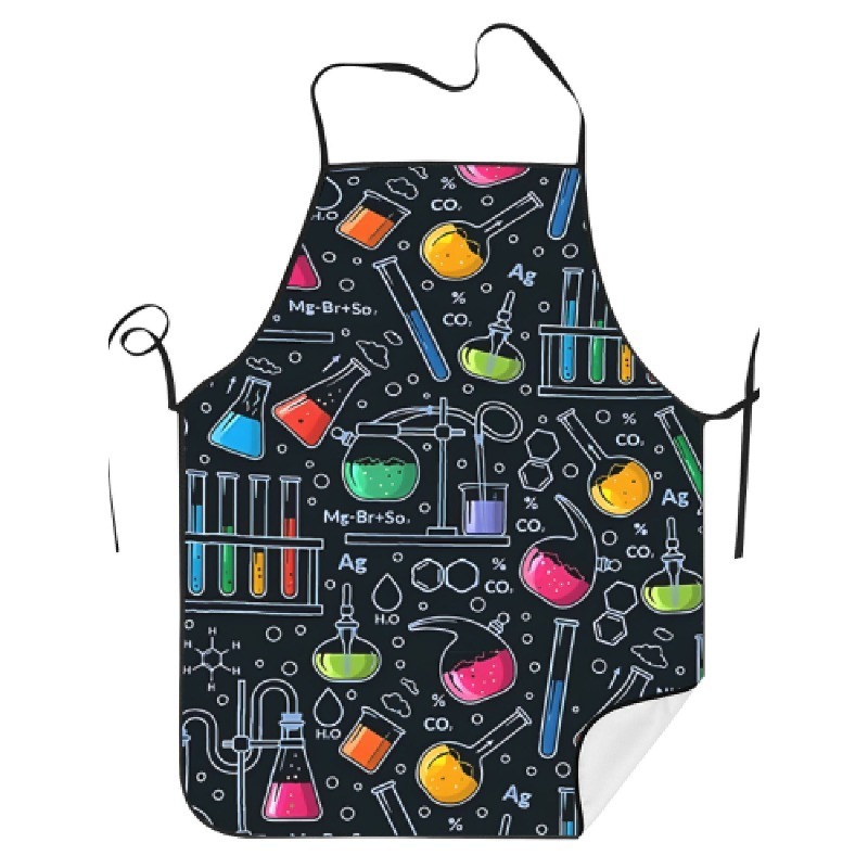TEMU A Vintage Chemistry Pattern Apron - Unisex, Durable Fabric, Science-themed Design Featuring The Periodic Table And Chemical Elements, Suitable