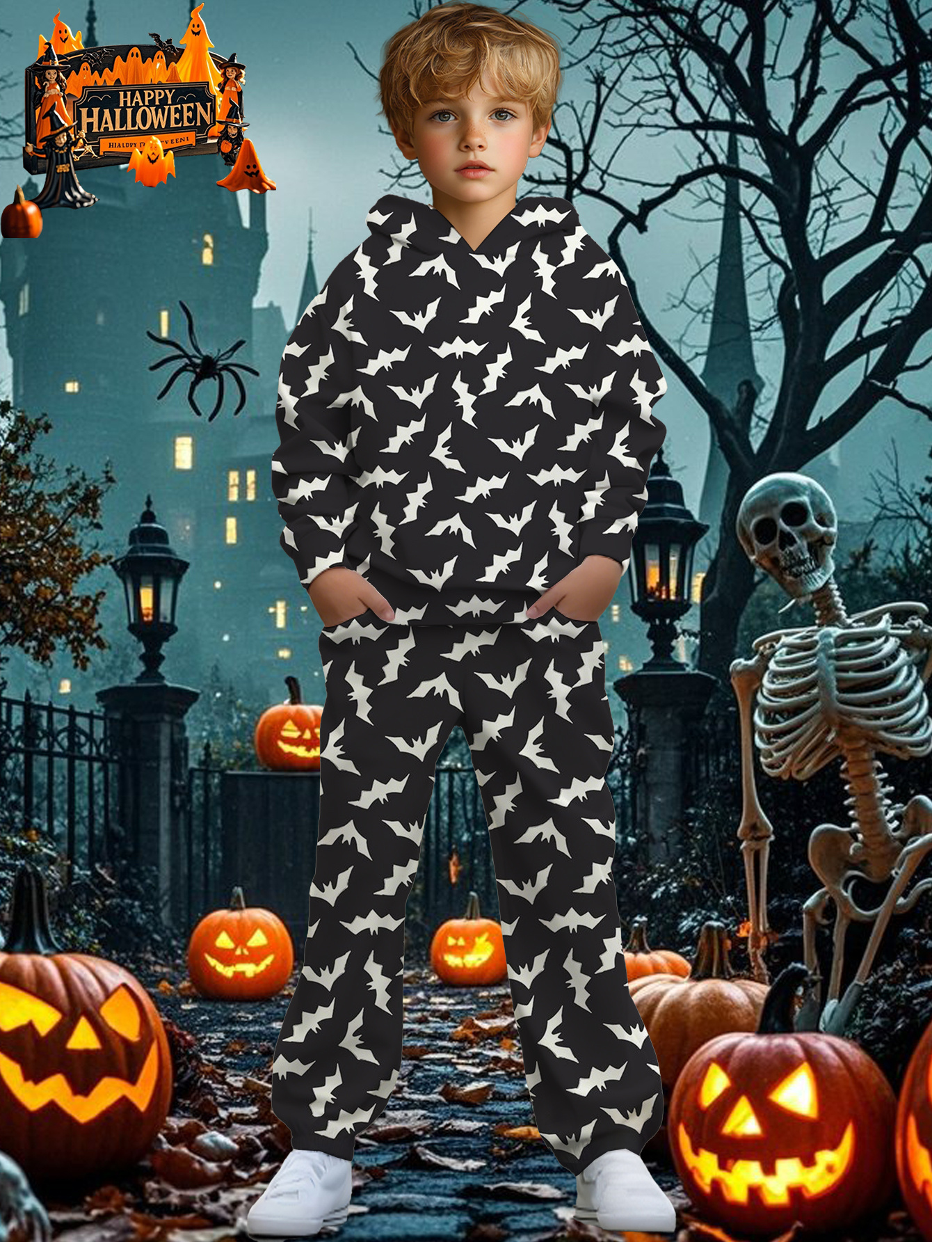 Digital Print Latest Trendy Cute Cool Mixed Color Hoodie and Jogger Set for Boys - Casual Spring/Autumn/Winter Outdoor Sports Holiday Birthday Gift with Random Prints, Perfect for Outdoor