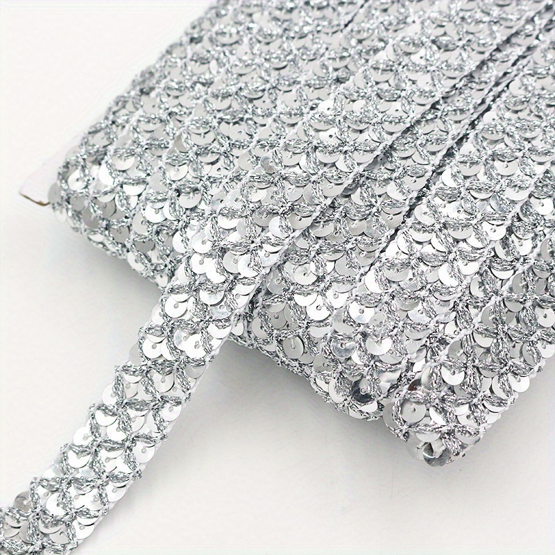 TEMU 5 Yards Pailletten-Spitzenband, flaches Glitzer-Paillettenband zum Nähen, für Tanzkleider, , Hüte, Stoff-Stirnband-Erweiterungen,