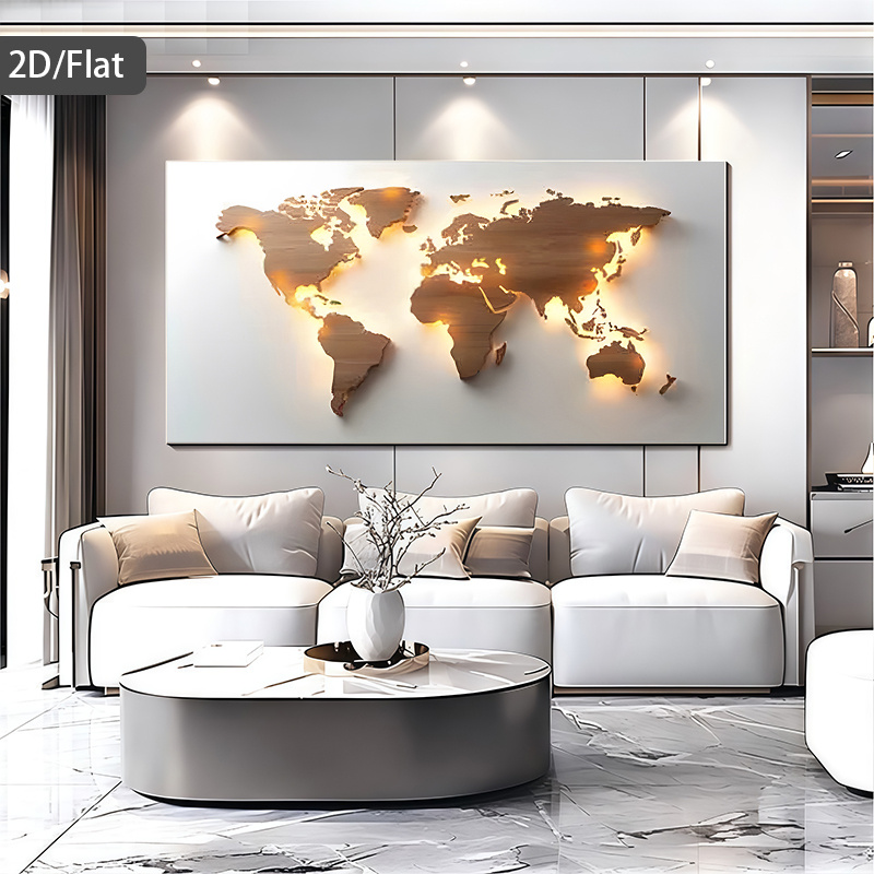 2d flat 1pc   map wall chart hd frameless canvas print suitable for living room office decor minimalist scale geography with   countries educational chart for display 2d flat