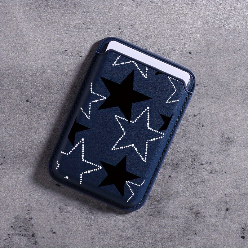 TEMU 2025 Creative Advanced Leather Black & White Pattern Magnet For Iphone 16 15 14 Pro Max Can Hold 1-3 Credit Cards Or Id Cards K1 Wallet