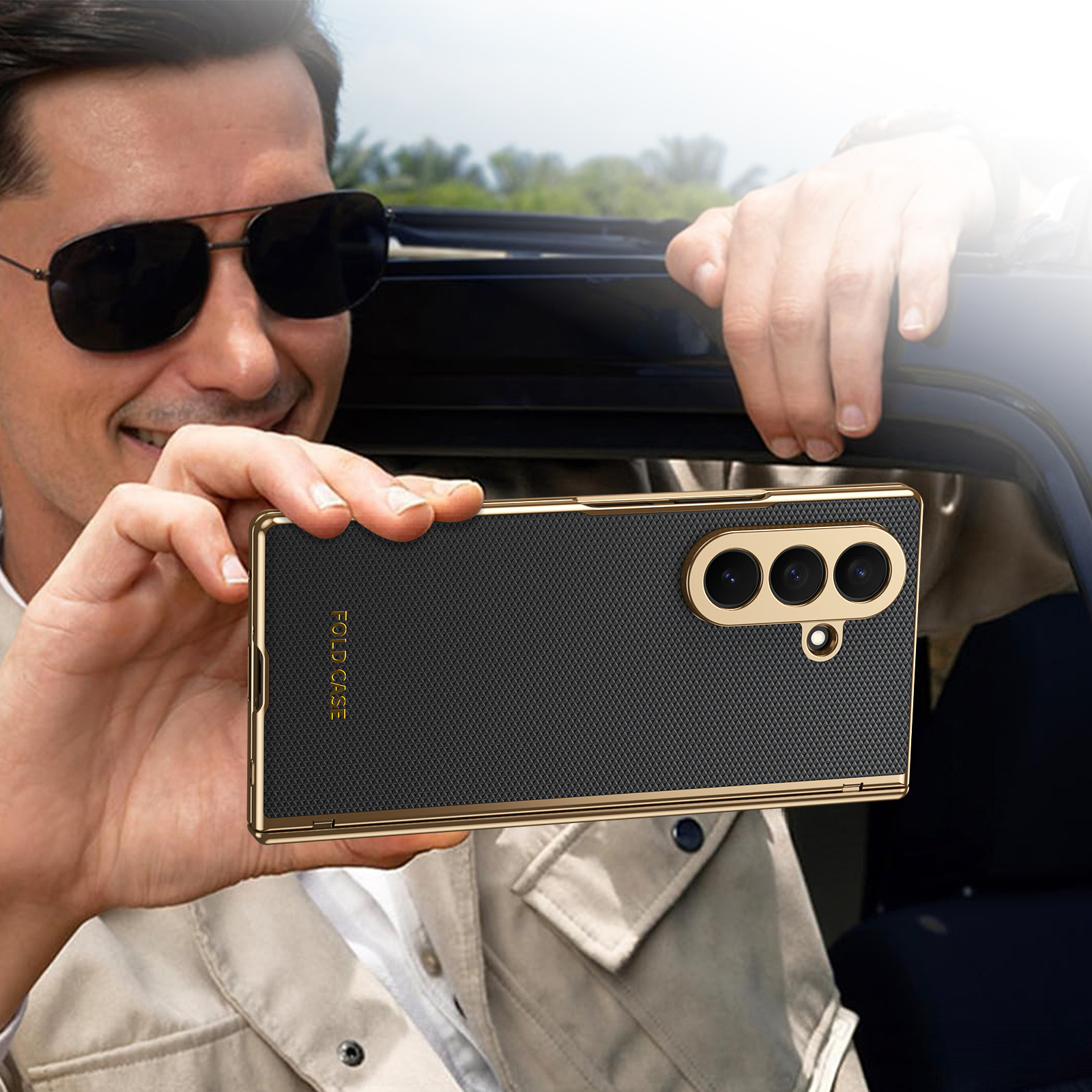 Coque de téléphone - Coque de téléphone TPU tout-en-un avec protection de charnière, convient pour Samsung Z Fold7 Fold6 Fold5 Fold4 Fold3, coque de téléphone pliante d'affaires, &Cadeau pour papa&Cadeau pour papa&Accessoires de téléphone portable