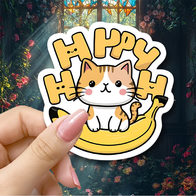 Calico Cat Sticker, Cat Breed Waterproof Sticker, Orange Black And