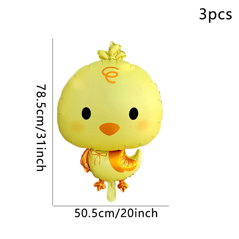 Image of 3pcs Of 31-inch Large-headed Chick-shaped Foil Balloons For Easter, Perfect For Birthday And Holiday Party Decorations, Indoor Atmosphere Background Decor, And Photo Props, For Halloween, Christmas