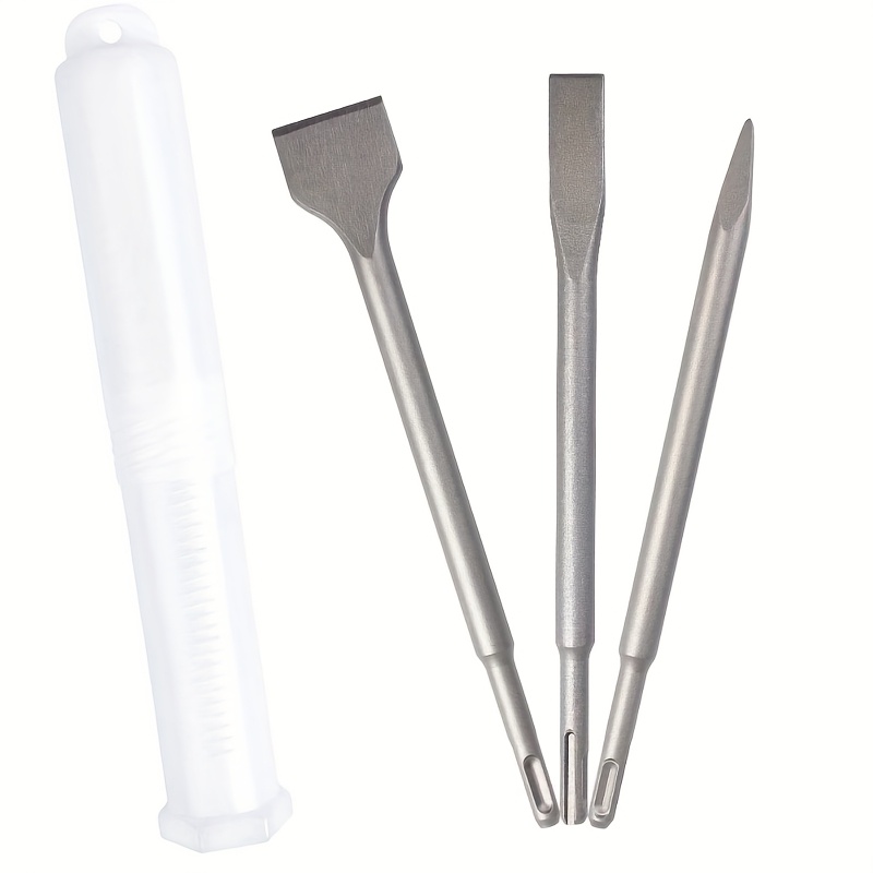 Sds- Plus Rotary Hammer Drill Chisel Set, Point Flat Scaling Chisels, 40CR Sds Plus Drill Bits for Masonry, Concrete, Brick, Stone, Tile Removal, 3pcs