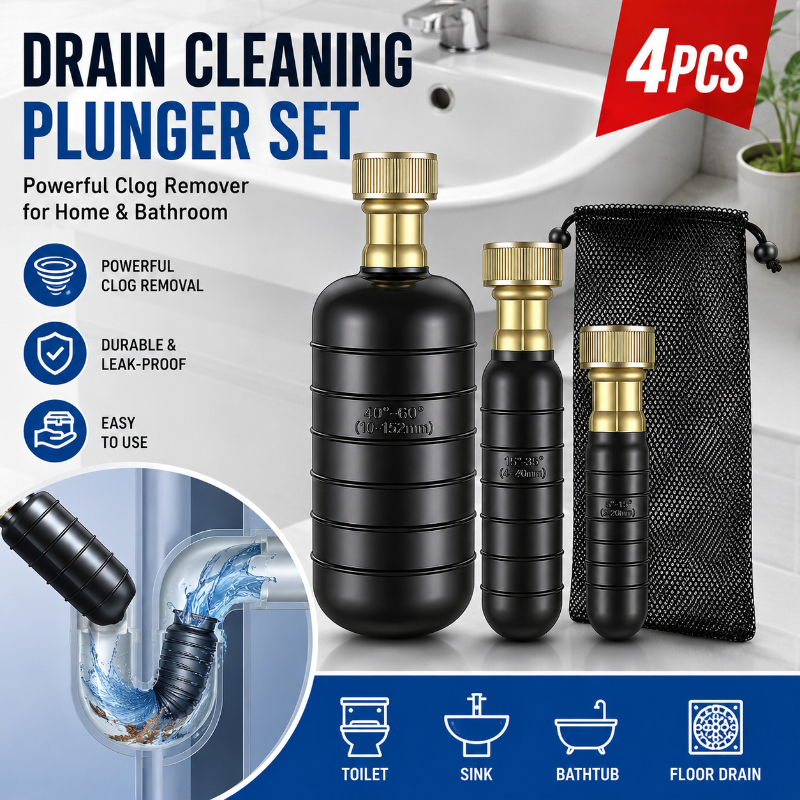 Image of 4pcs Drain Pipe Cleaning Set | Drain Cleaner Suitable For 1' To 6' Pipes, Used For Unclogging Bathroom Sinks, Showers, Pool Drains, Kitchen Sinks, And Main Drains