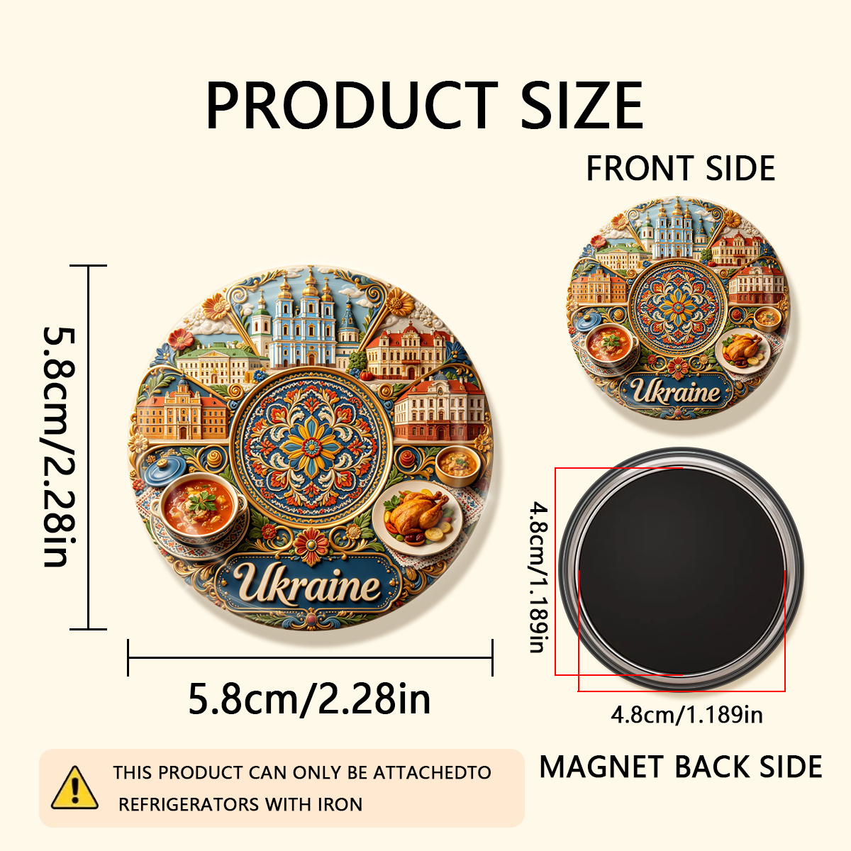 TEMU 1pc 2d Flat Durable Round Fridge Magnet, Suitable For Photos, Postcards, Etc. To , As A Kitchen Decoration., 2d Flat