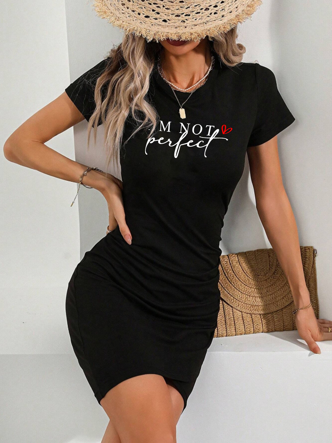 olive green fitted prom dress Destructed Mini T Shirt Dress
