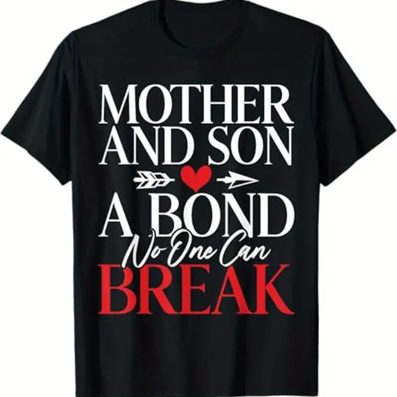 

1pc Mother And Son T-shirt - Cotton Crew Neck, Medium Stretch, Regular Fit, Casual Print Tee For Adults - Ideal For Family, Friends, Holidays & Gifts