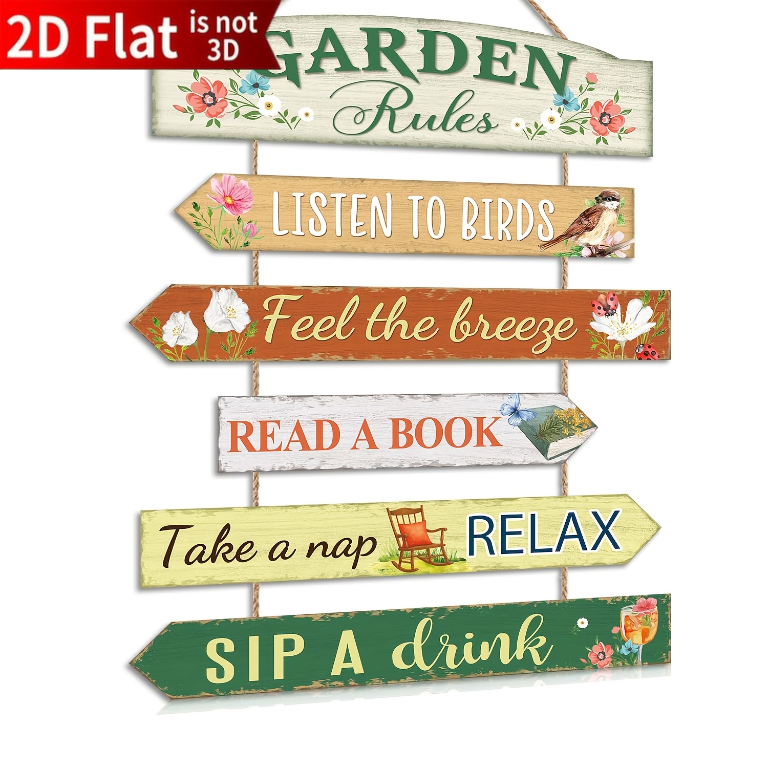 TEMU 2d Flat, 6pcs Set Wooden Outdoor Fun Garden Regular Sign, Gardening Enthusiast Decoration, Outdoor Garden Sign Plaque, Relaxing Nook, Suitable