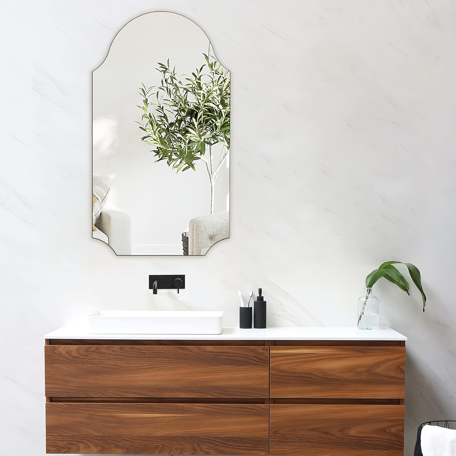 Acrylic Self-Adhesive Irregular Vanity Mirror for Makeup