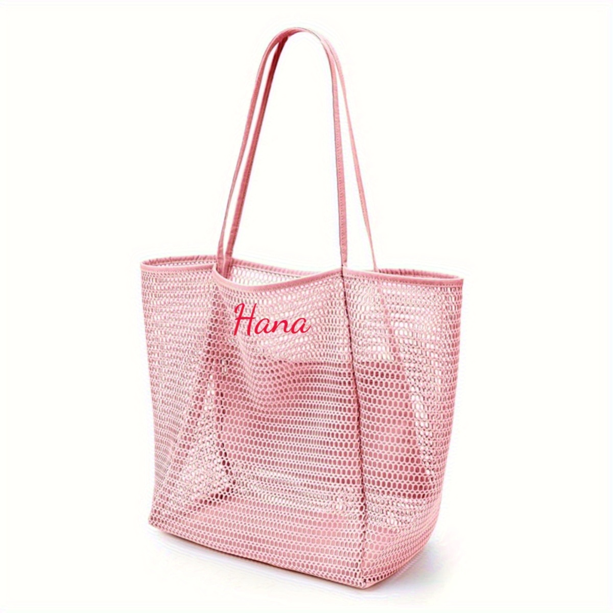E-shop 1 Stück Damen Stickerei Mesh Strandtasche - Sanddichte Schwimmbadtasche mit Innentasche, Großes Fassungsvermögen Leichtes Hohles Weiches Gehäuse