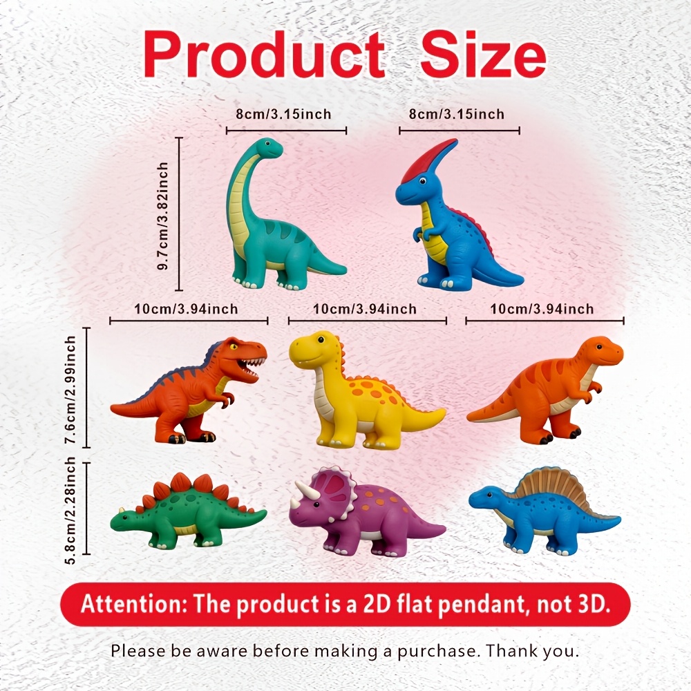 TEMU 8pcs Dinosaur Magnets Suitable For Fridge, Dishwasher & Decor - 8 Cute Dinosaur Shapes With Base, Plastic Refrigerator Magnets For Room,, Gifts