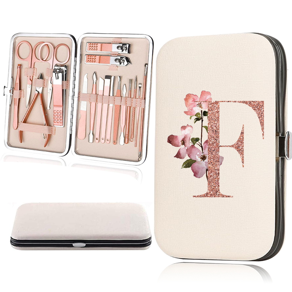 18pcs Rose Golden Nail Studio Set with Portable Storage Box