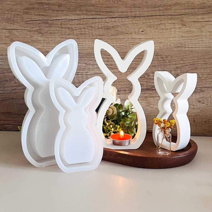 

Large And Small Hollow Rabbit Ornaments Silicone Mold Aromatherapy Plaster Easter Decoration Ornaments