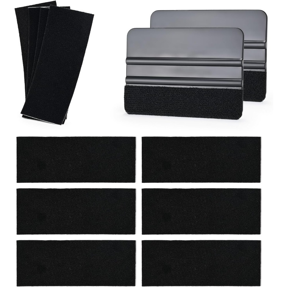 Image of Squeegee Set With 10pcs Felt Edge, Felt Squeegee For Film, Tool, For Car, Furniture Film, Window Film, Foil, Tinting Film, Adhesive Film, Foil, 4 Inch