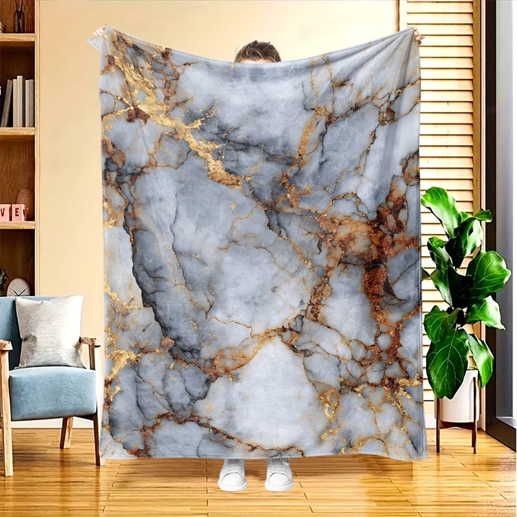 TEMU A Marble-patterned Flannel Blanket, Featuring High-definition Digital Printing, Suitable For , Perfect For Use On Sofas, Made From And