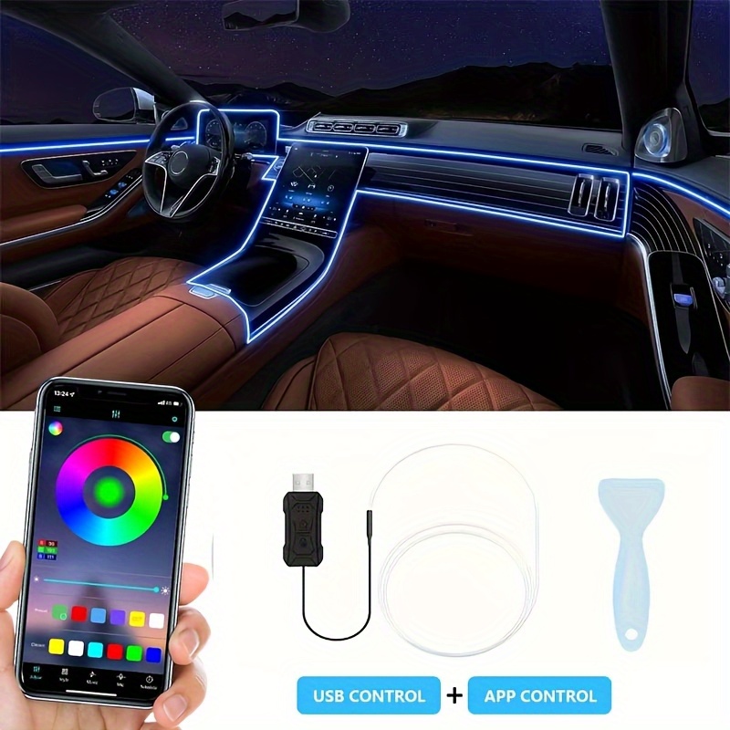Led Lights For Car Car Interior Neon RGB LED Strip Lights With Bluetooth App Control - 4/5/6 In 1 Decorative Ambient Atmosphere Dashboard Lamp From LED Strips - Price 21.51 Installation Near Me - Foto 4