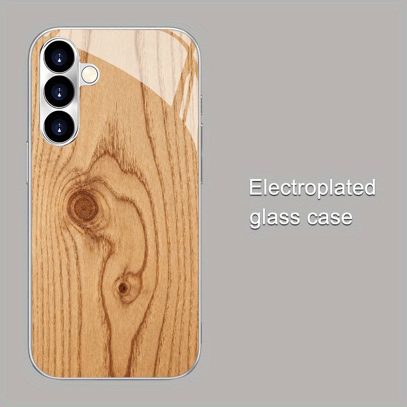 TEMU Phone Case - Minimalist Grain Pattern Electroplated Glass Phone Case For Galaxy