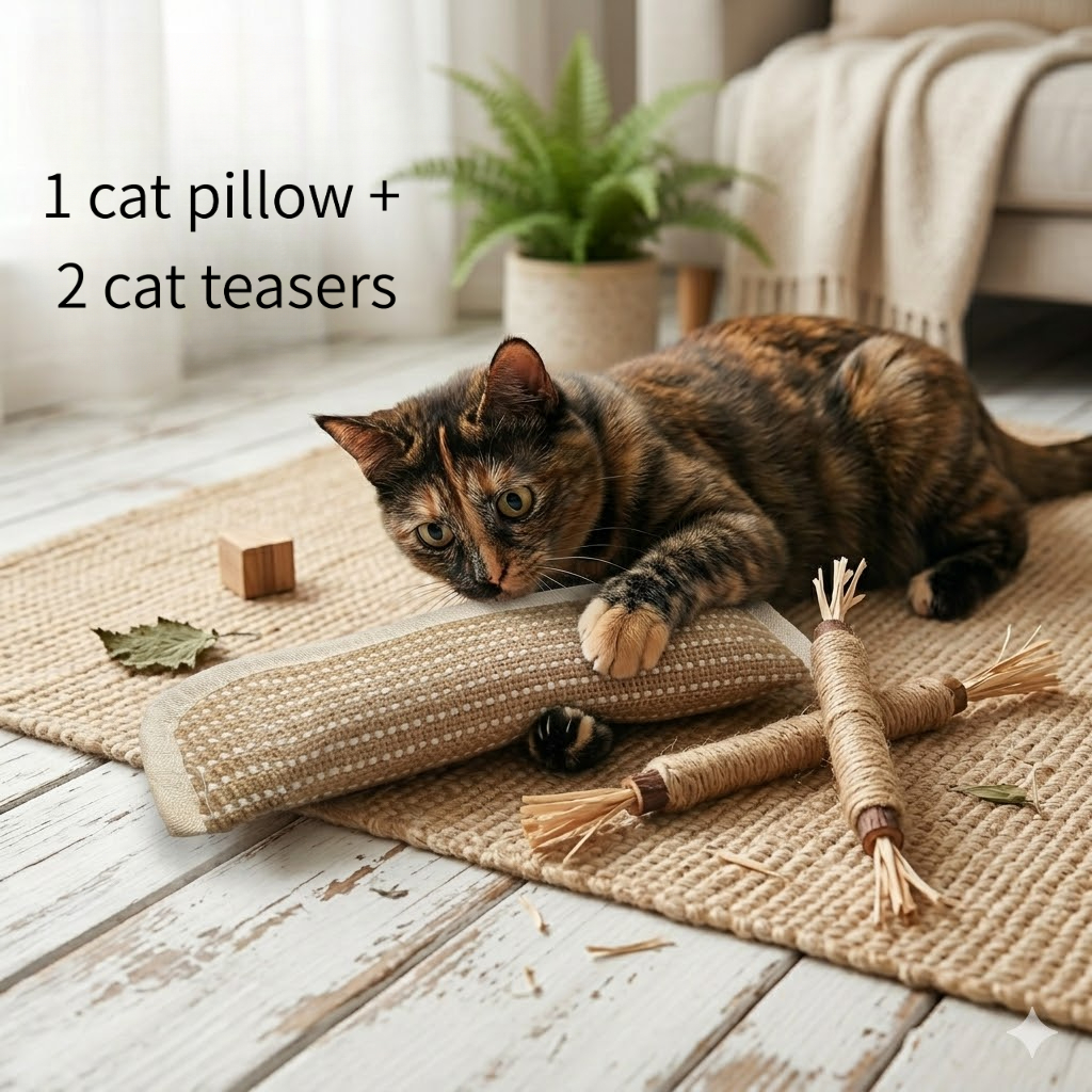 TEMU 3pcs Set Of Kitten Play Toys, Wear-resistant Scratching Board, Indoor Cat Dental Chewing Stick, Interactive Entertainment And Furniture