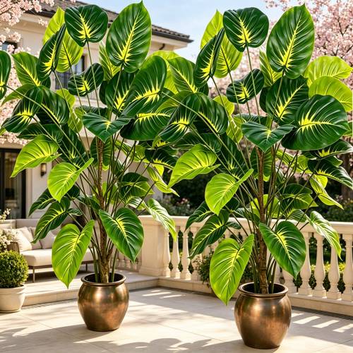 extra large 2pcs set 50 79 inch light luxury artificial plants and no watering required delicate green leaves with a layered glossy for look a strong natural and three dimensional