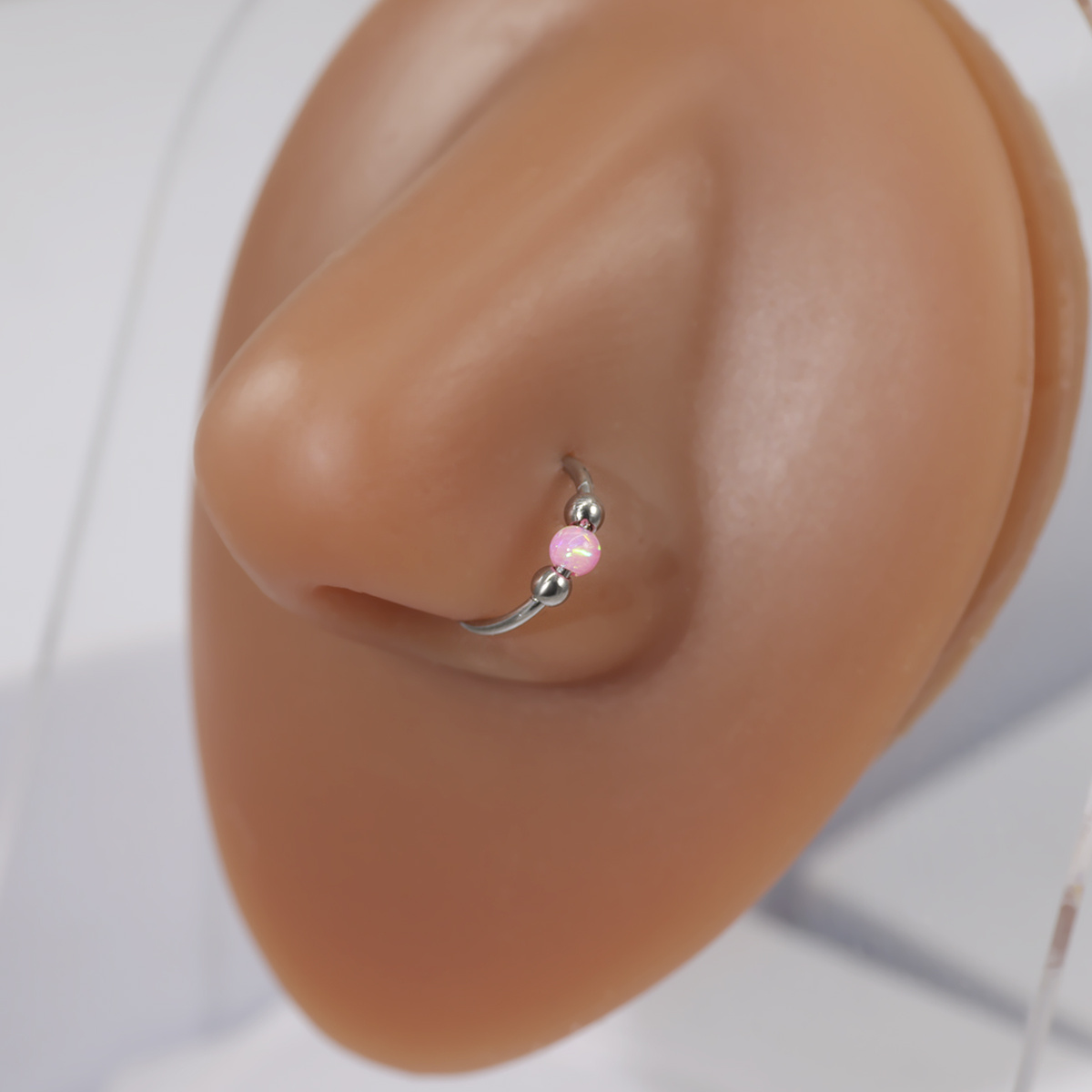 Women's Opal Nose Ring & Septum Ring Earrings Set