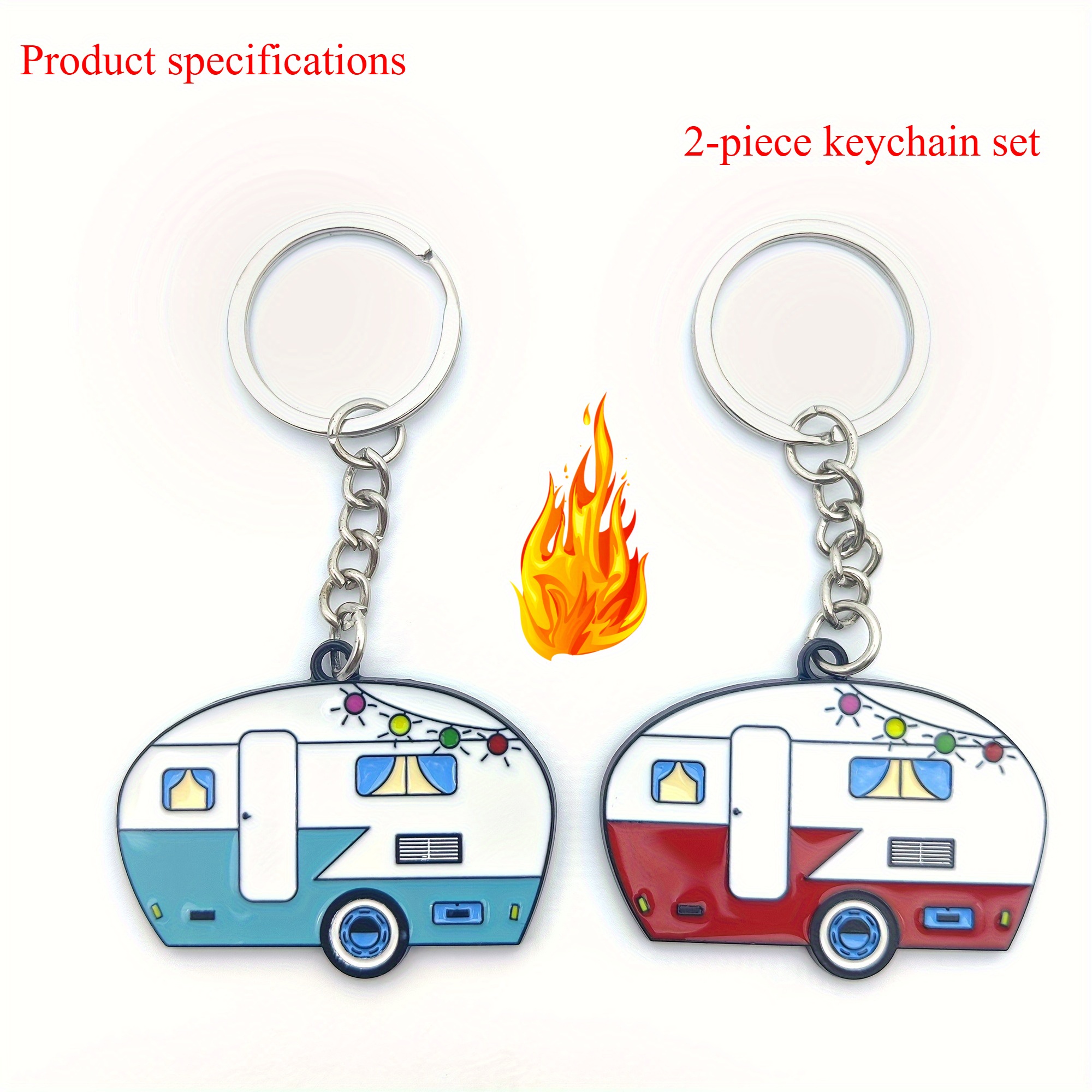 E-shop Set mit 1/2 Auto-/Motorrad-Schlüsselanhänger Metall RV Modell Schlüsselanhänger Ideales Geschenk für Geburtstagsfeier Zinklegierung Material