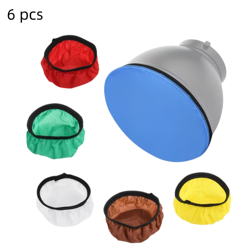 TEMU 6 pièces, Housse de pour flash, Compatible avec flash de studio de 5,5 à 7 pouces, Réflecteur de lumière de remplissage circulaire, Adoucit pour