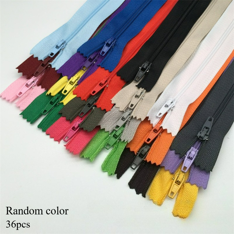 TEMU Lot de 36 fermetures éclair de couleurs aléatoires, accessoires pour de sacs, fournitures de couture à DIY, fermetures éclair décoratives pour