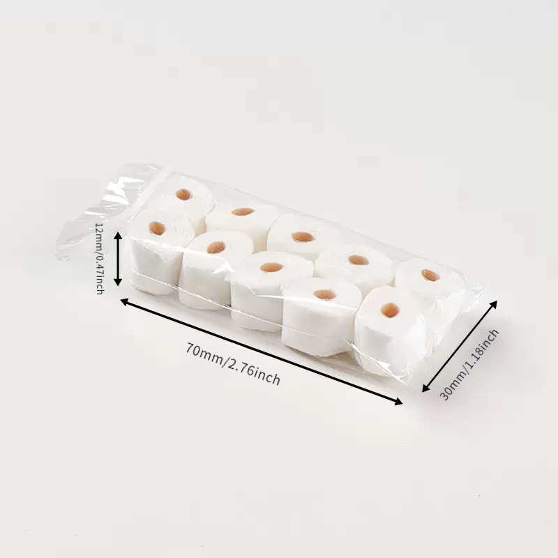 Image of 10-roll Pack Mini White Toilet Paper Rolls - Realistic Mock Toilet Paper Suitable For Dollhouses,, Miniature - Small Scale Use - Detachable Individual Rolls (1 Pack)