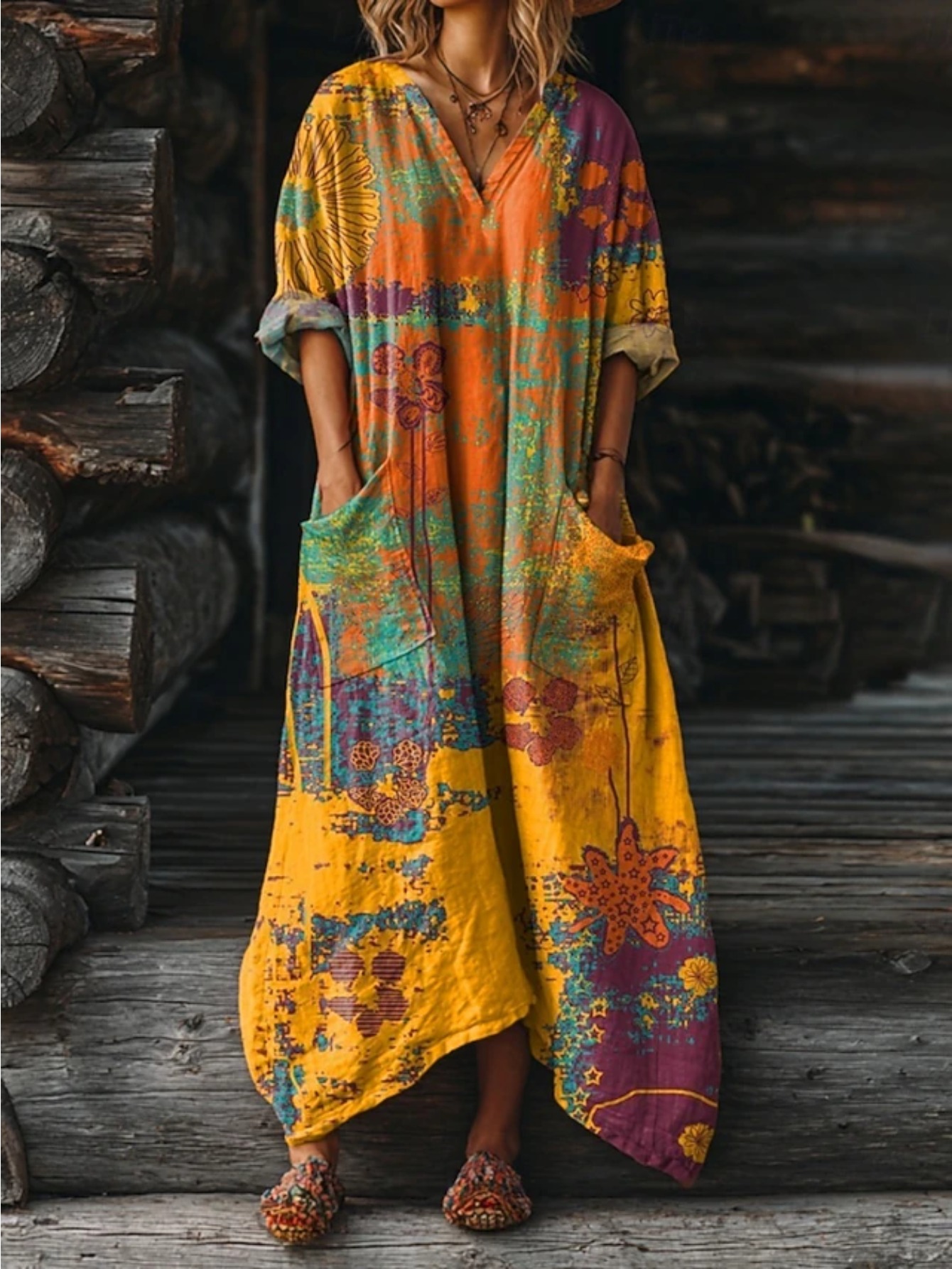 chinese dress ladies Intimately Free People Orange Floral Smocked Maxi Dress (XS) – The Thrifty  Hippy main image 0