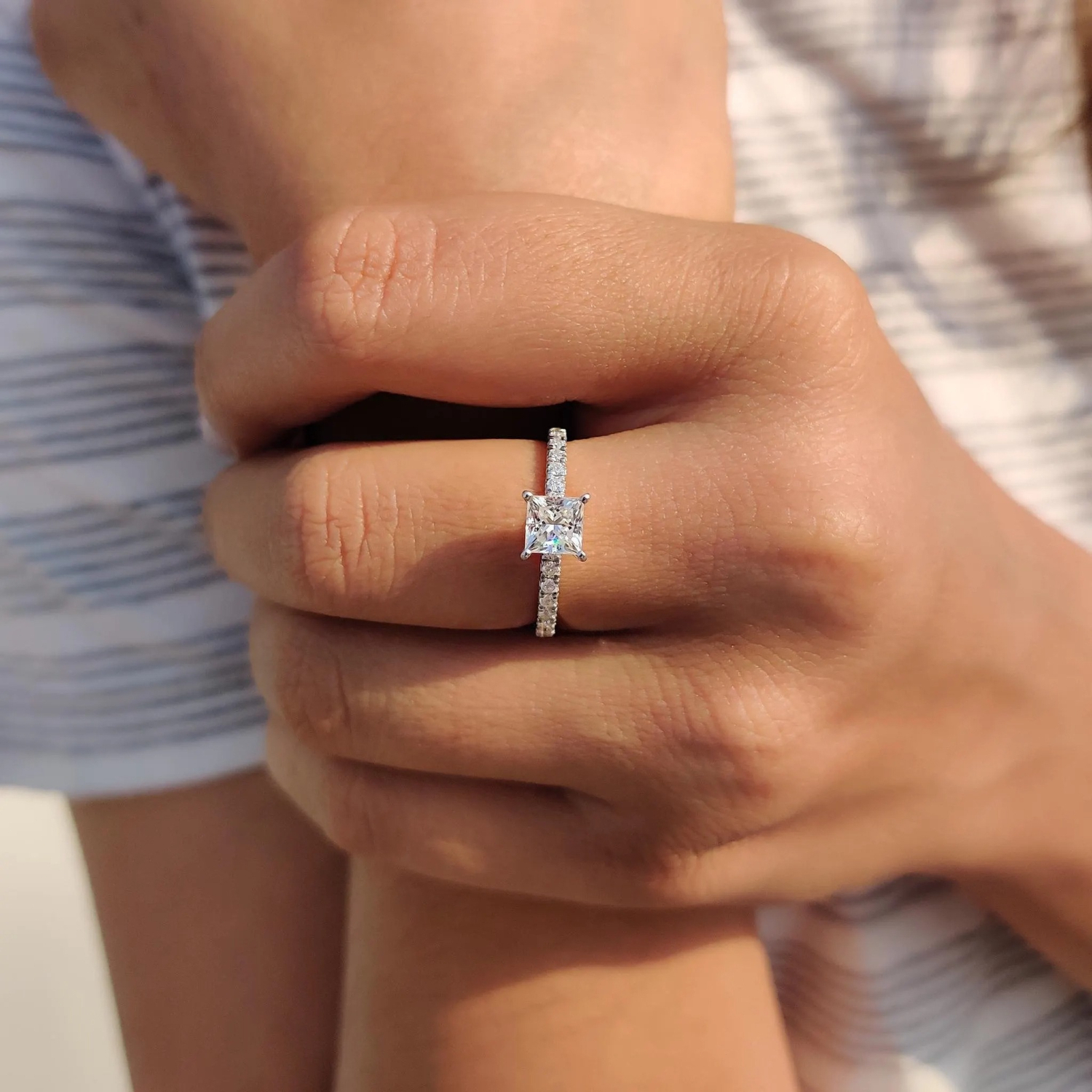 Women's 1/2/3 Carat Princess Cut Moissanite Ring