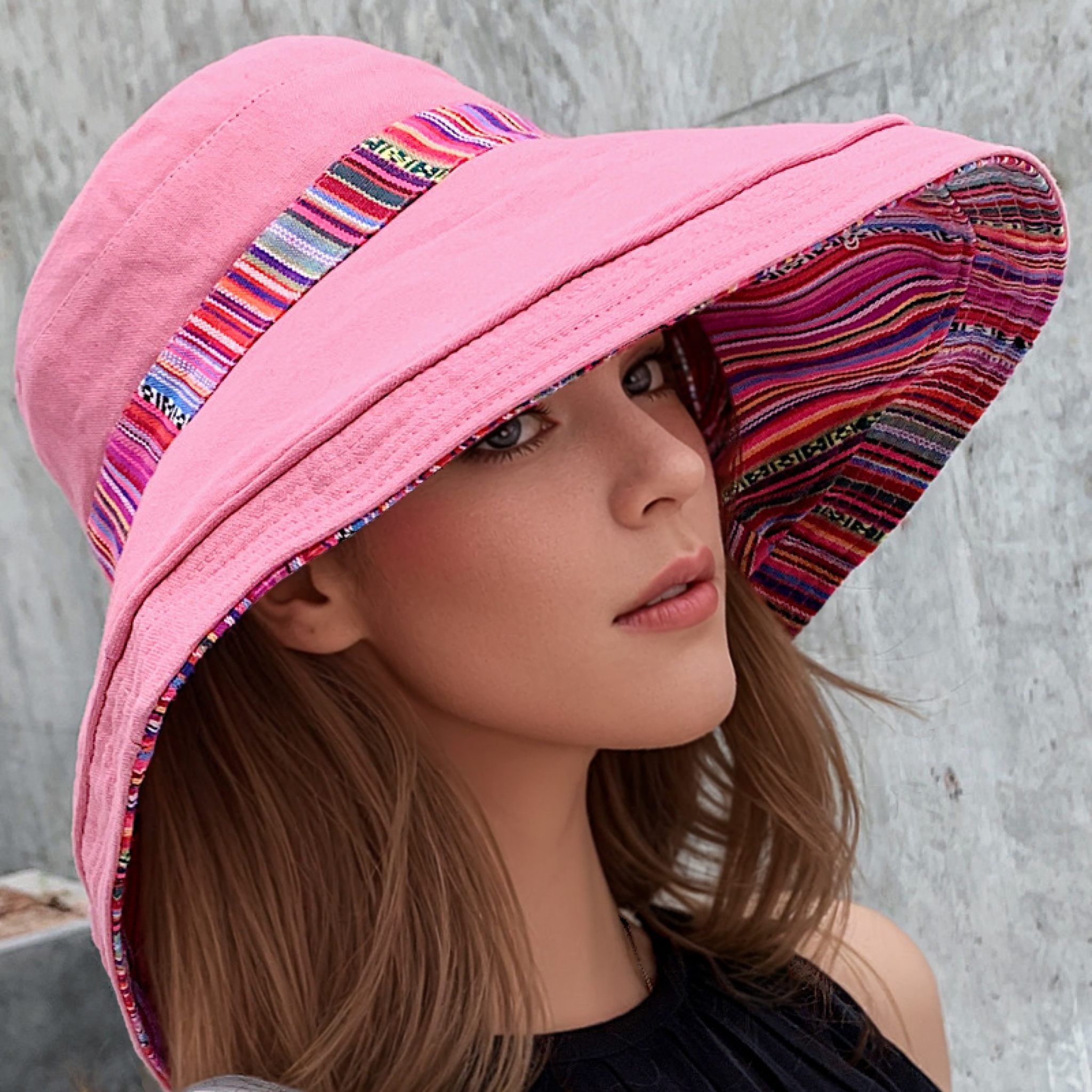 TEMU Gorro de Pescador Verano Reversible Sombrero de Sol Viaje Versátil Gorra Cubre Rostro Mujer Influencer Sombrero de Playa