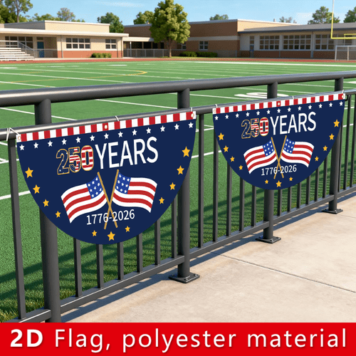 2d flat 2d plane flat banner 1pc of fan shaped banner banner for the 250 anniversary of of the united states 45cm 90 7in 35 4in no power generation polyester cloth used as background decoration flag in the anniversary