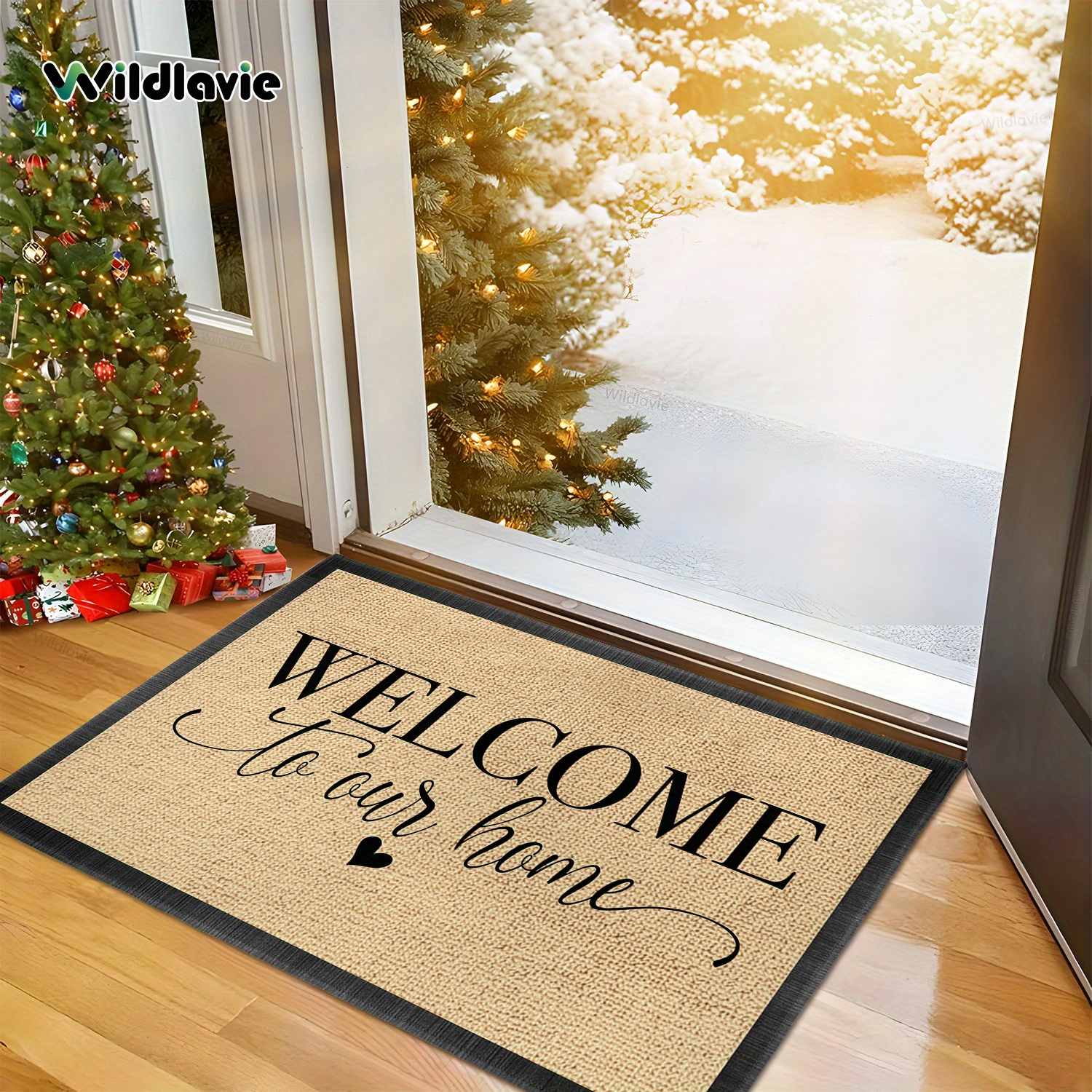 

1pc Wildlavie Non-slip Welcome Doormat, Hand Washable Polyester Entrance Mat, Kitchen Carpet, Ideal Holiday Gift For Interior Decor