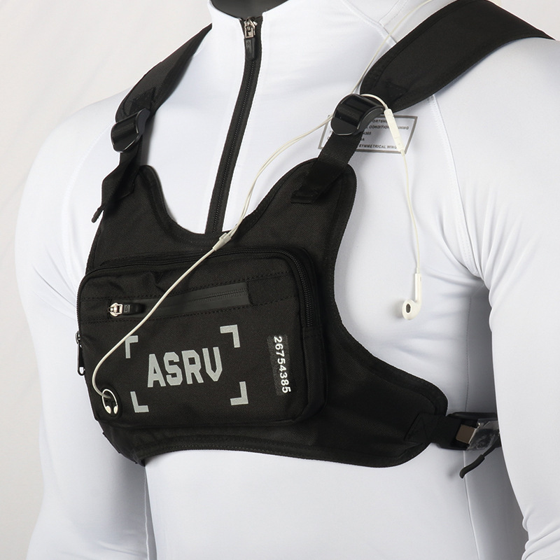 TEMU Men's Lightweight Chest Bag, Running, Cycling, Hiking, And Skiing, Reflective, Adjustable Vest, Outdoor Activities, Hiking Equipment, Sporty