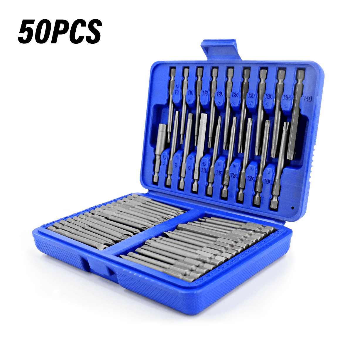 TEMU Set Of 50 Magnetic Screwdriver Bits For Extension - Featuring Hex And Star Shank Safety Bits, Made Of Metal, Requires No Electricity, And With A