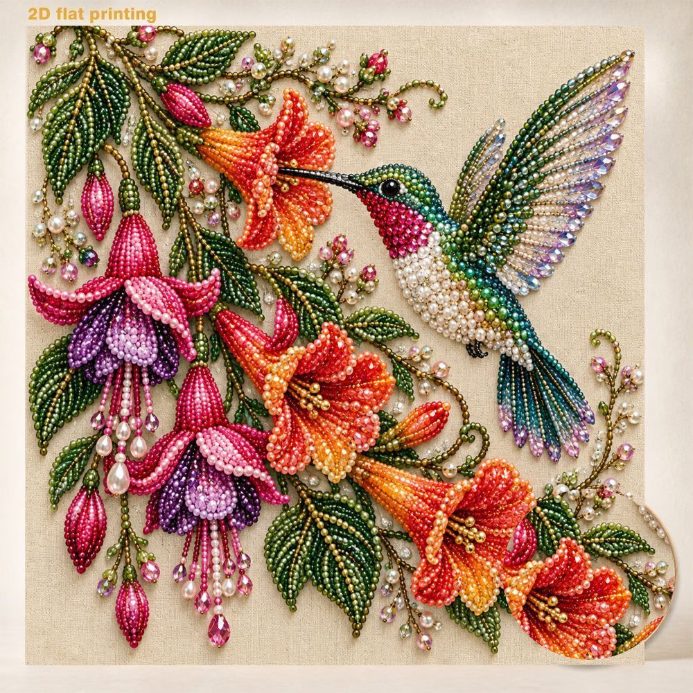 TEMU Kit de peinture d'art perle, toile ronde, peinture décorative à , , fleur, incrustée, peinture, art mural , à suspendre, soulagement du stress