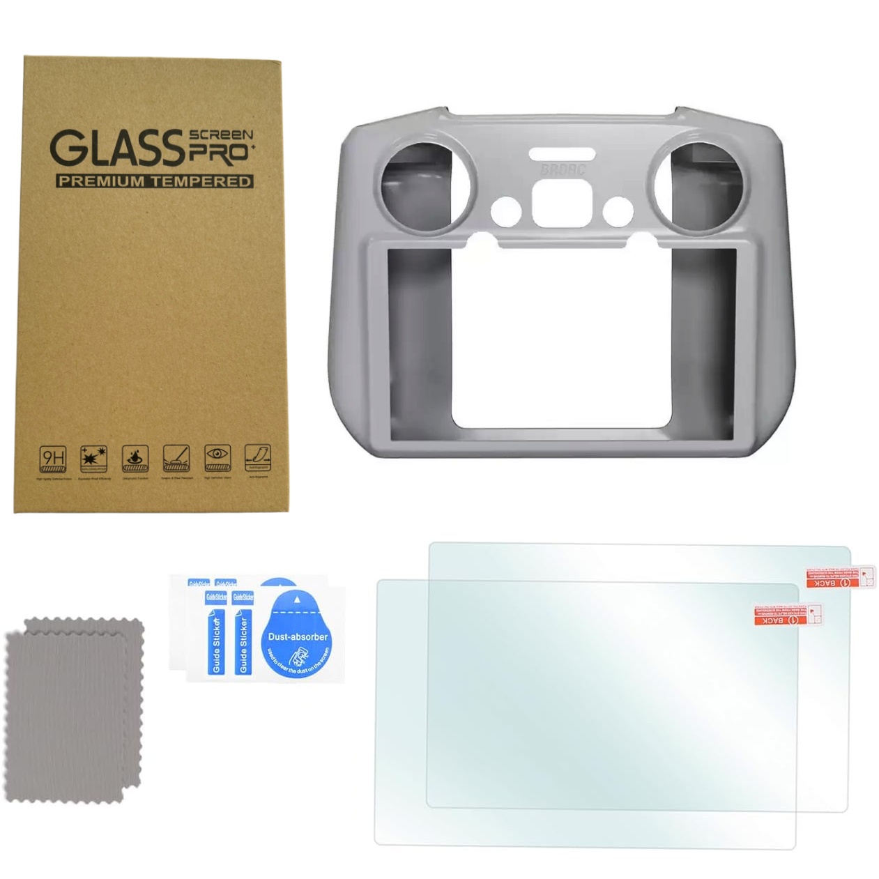 TEMU 3pcs 2pcs Tempered Glass Screen Protectors + 1 Protective Case, Suitable For Dji Rc 2 Controller, Compatible With 4 Pro/air 3/neo/flip Combo