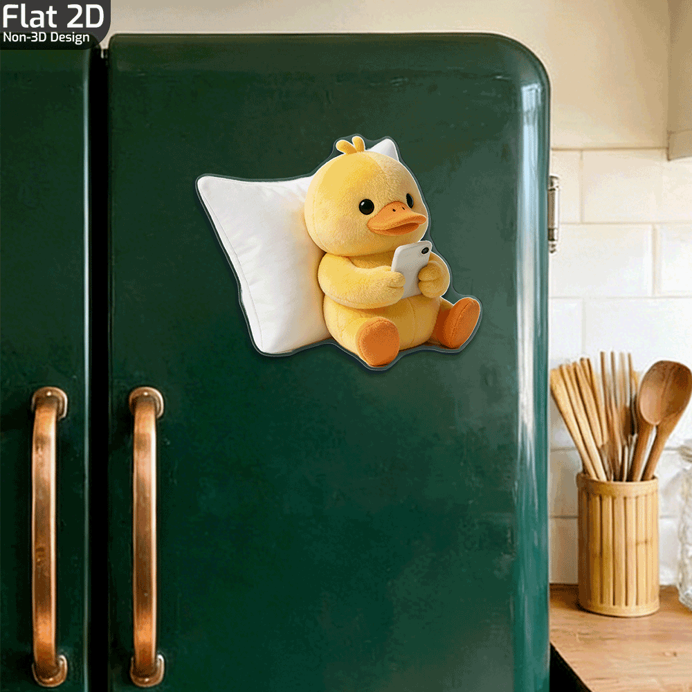 TEMU 1pc Cute Duck Magnet Suitable For Home Kitchen Decor, Adorable Yellow Duck Fridge Magnets With Base, Rectangular Acrylic Duck-shaped Decoration