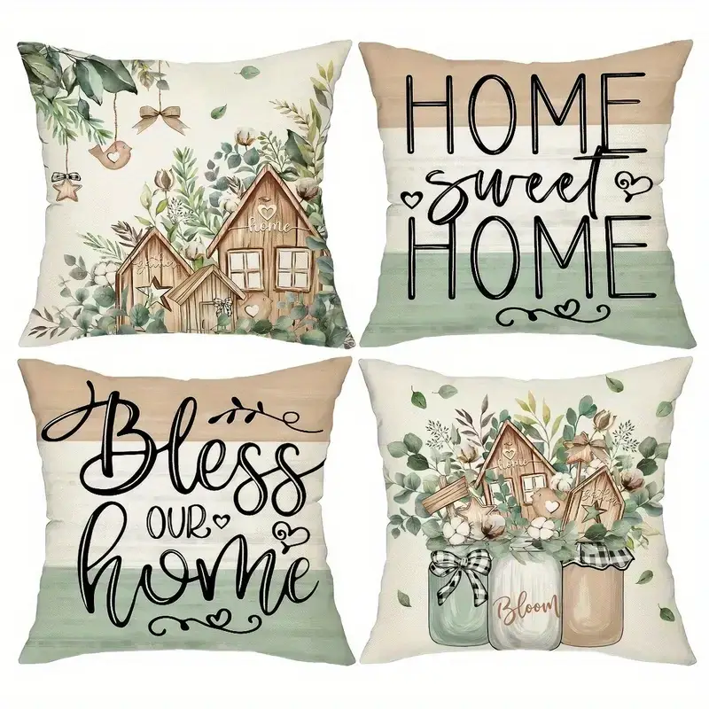 4pcs double sided printed rustic farmhouse pillow covers soft plush with zipper closure machine washable multiple sizes for living room bedroom sofa decor pillow covers for living room bedroom accents print accent cushions interior 2d flat Product details 0