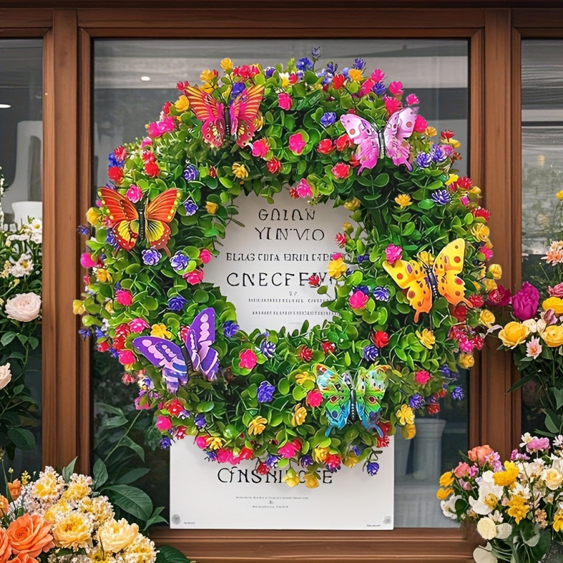 artificial eucalyptus   wreath spring summer front door floral wreath with greenery farmhouse decor for easter mothers day graduation indoor outdoor garden home porch decoration