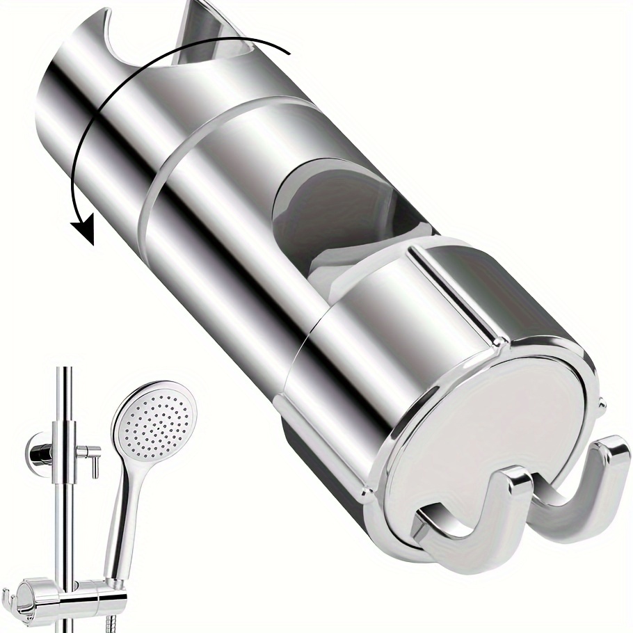 Shower Head Holder, 16-27mm Slider Bar Adjustable Shower Head Holder For Slide Bar Slider Clamp Bathroom Replacement, 360 Degree Rotating Sprayer Holder With , Chrome End - Silvery