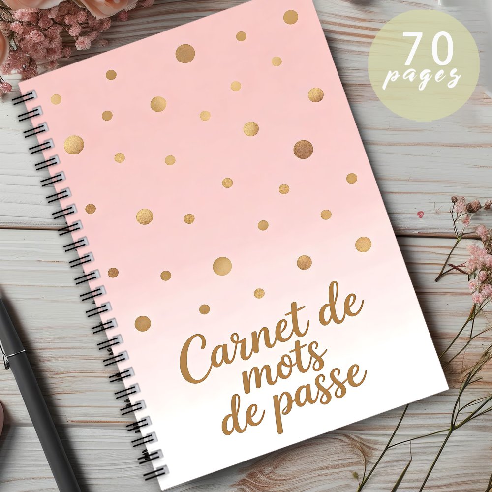 TEMU 1pc Cahier de de passe français, gardien de de passe pour adultes, rose avec motif dorés, parfait pour se souvenir des de passe