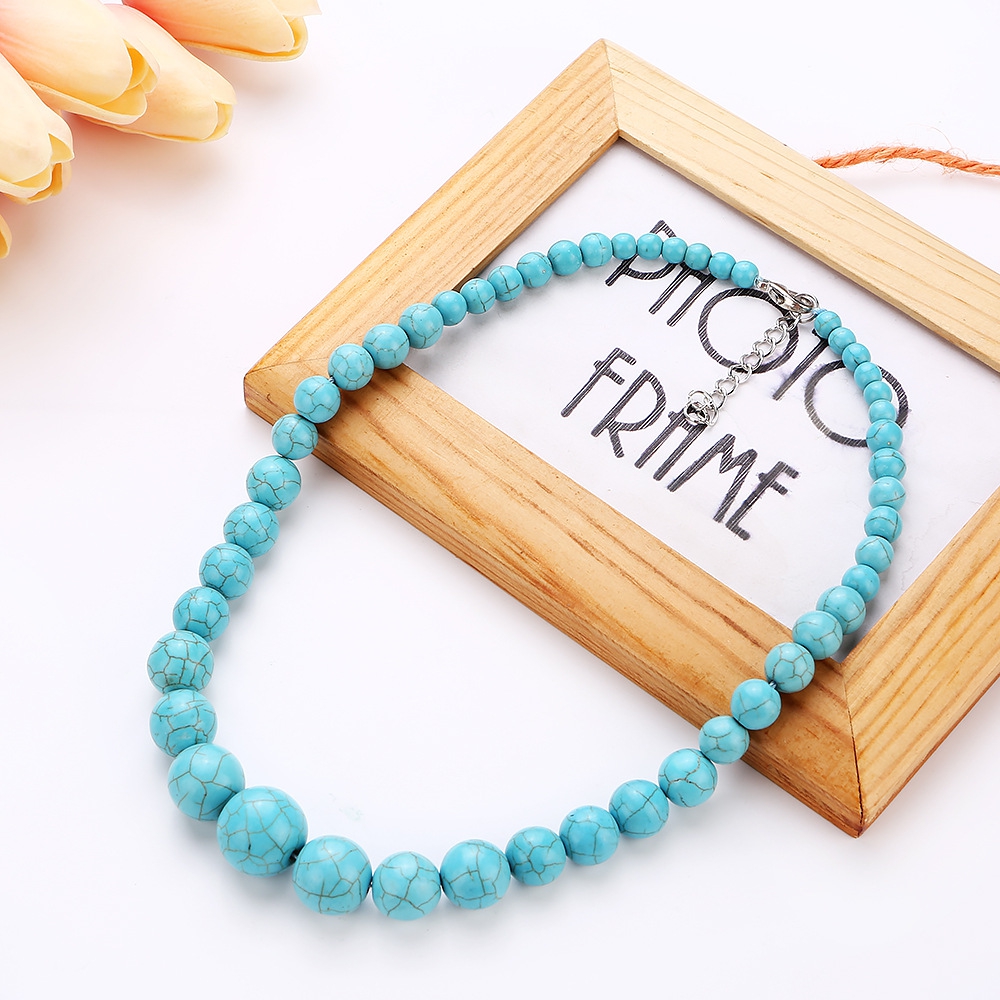 Bohemian Style Turquoise Round Bead Women's Necklace