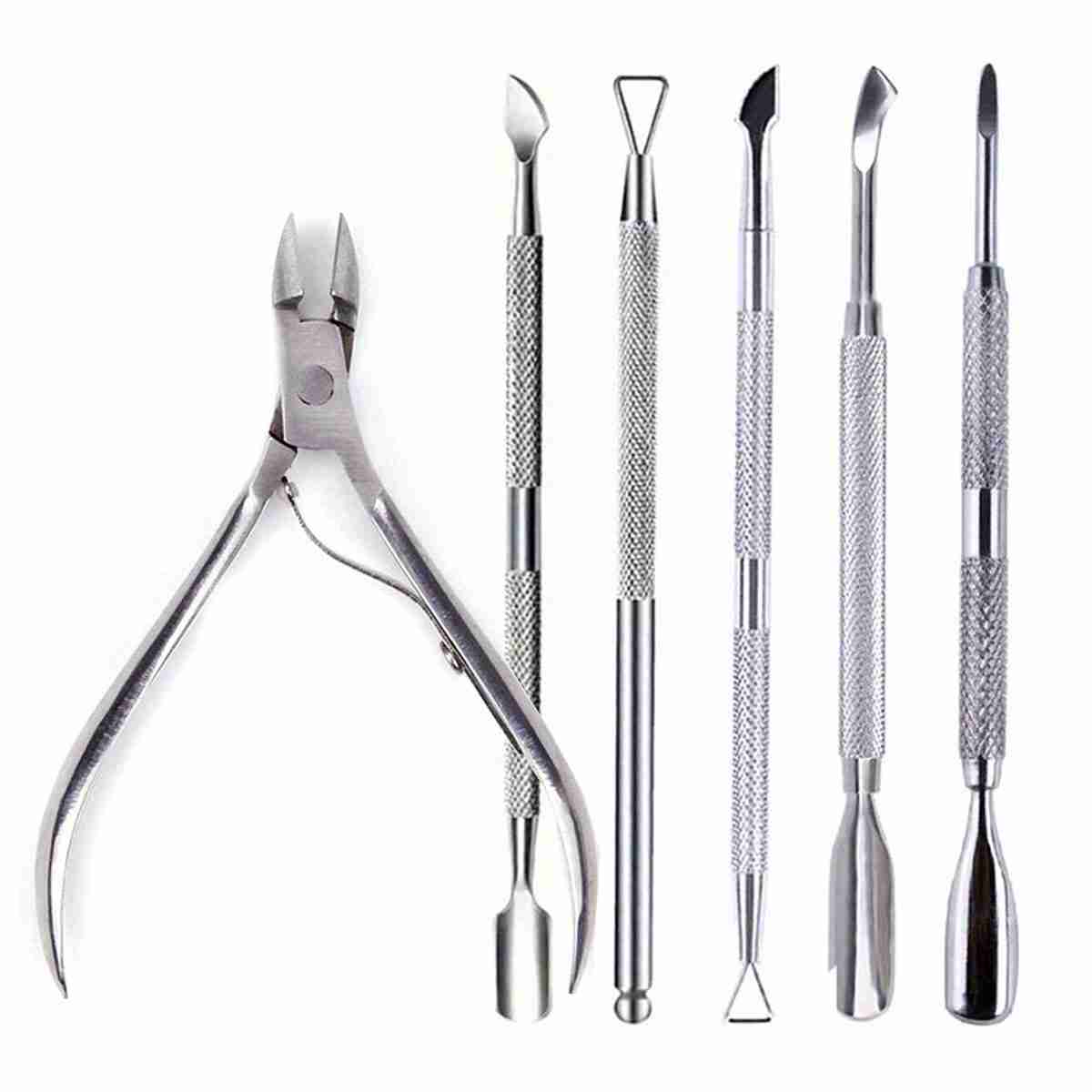 

Nail Professional Stainless Steel Nail Cutter Scissor Nippers Function Cuticle Pusher Remover Nail Care Manicure Tools Kits