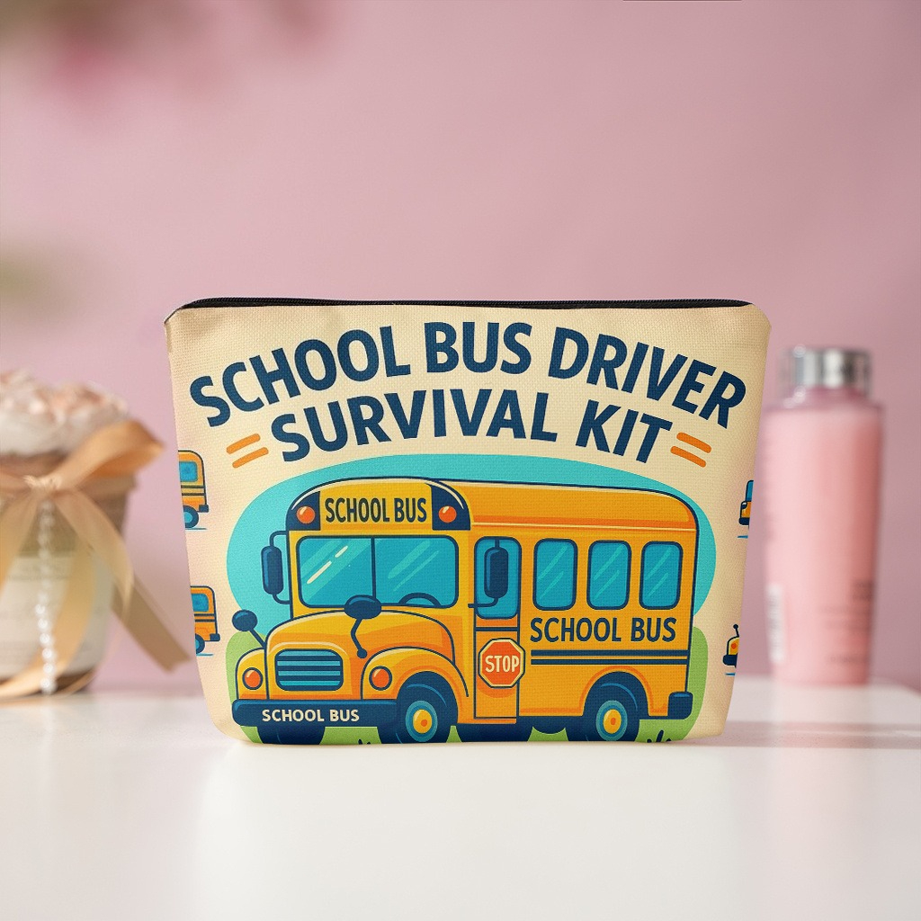 1pc, Minimalist Survival Kit, Fashionable Zippered Wallet, Work Snack Bag, Skincare Product Storage Pouch, Makeup Bag With Printed Pattern - Student Stationery Organizer - Holiday Gift, Linen Material